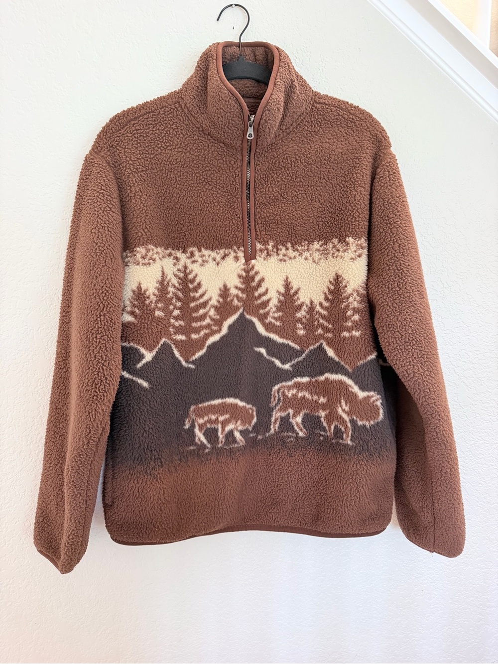 Old Navy Bison Mountain Sherpa Quarter-Zip Pullover, Size M